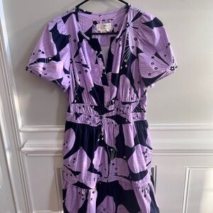 ✨ Anthropologie Purple Floral Print Dress | Elastic Waist ✨
